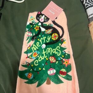 St. Nicholas Square Humble Cheer Cat Kitchen Towel Set - Pink and Black